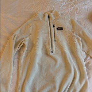 L.L. Bean Off-White Fleece Jacket with Zip
